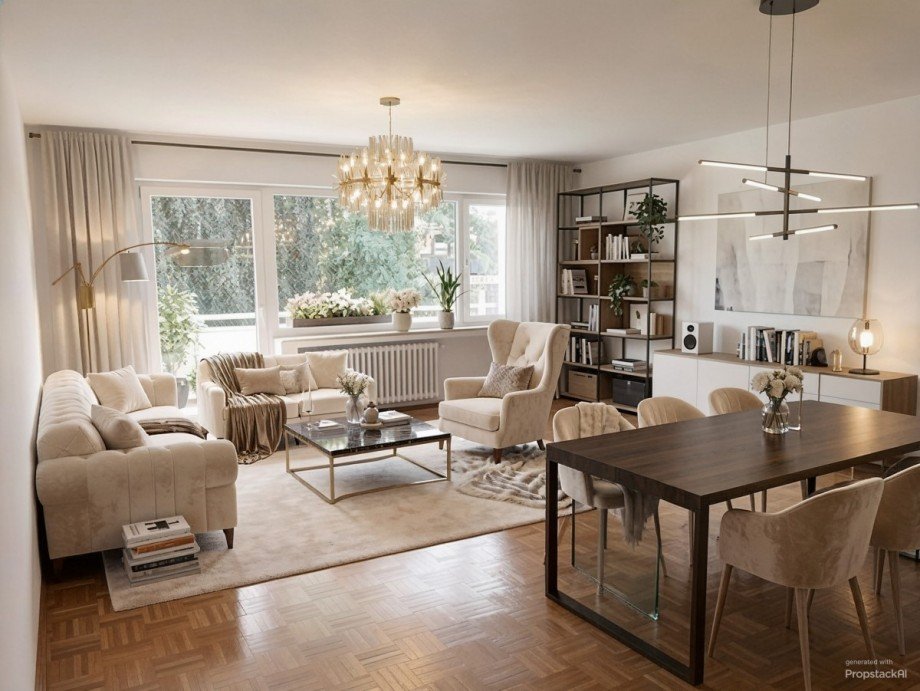 Wohnzimmer (KI generiert) Etagenwohnung K�ln