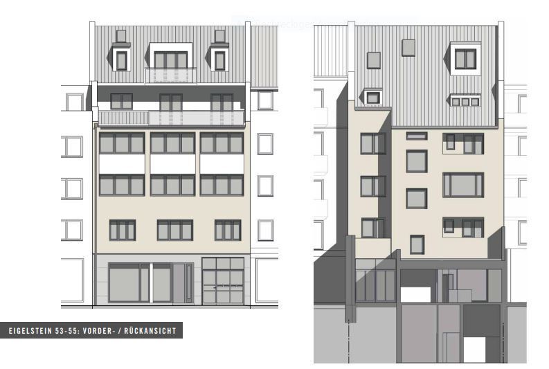 Vorder- und R�ckseite Etagenwohnung K�ln