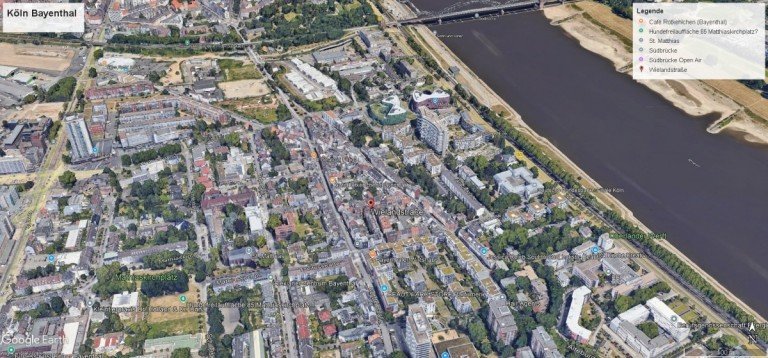 Luftbild K�ln Maisonettewohnung WOHNEN MIT WOHLF�HLFAKTOR IN BAYENTHAL RHEINNAH! MAISONETTE - WOHNUNG - DACHTERRASSE - MODERNISIERT!