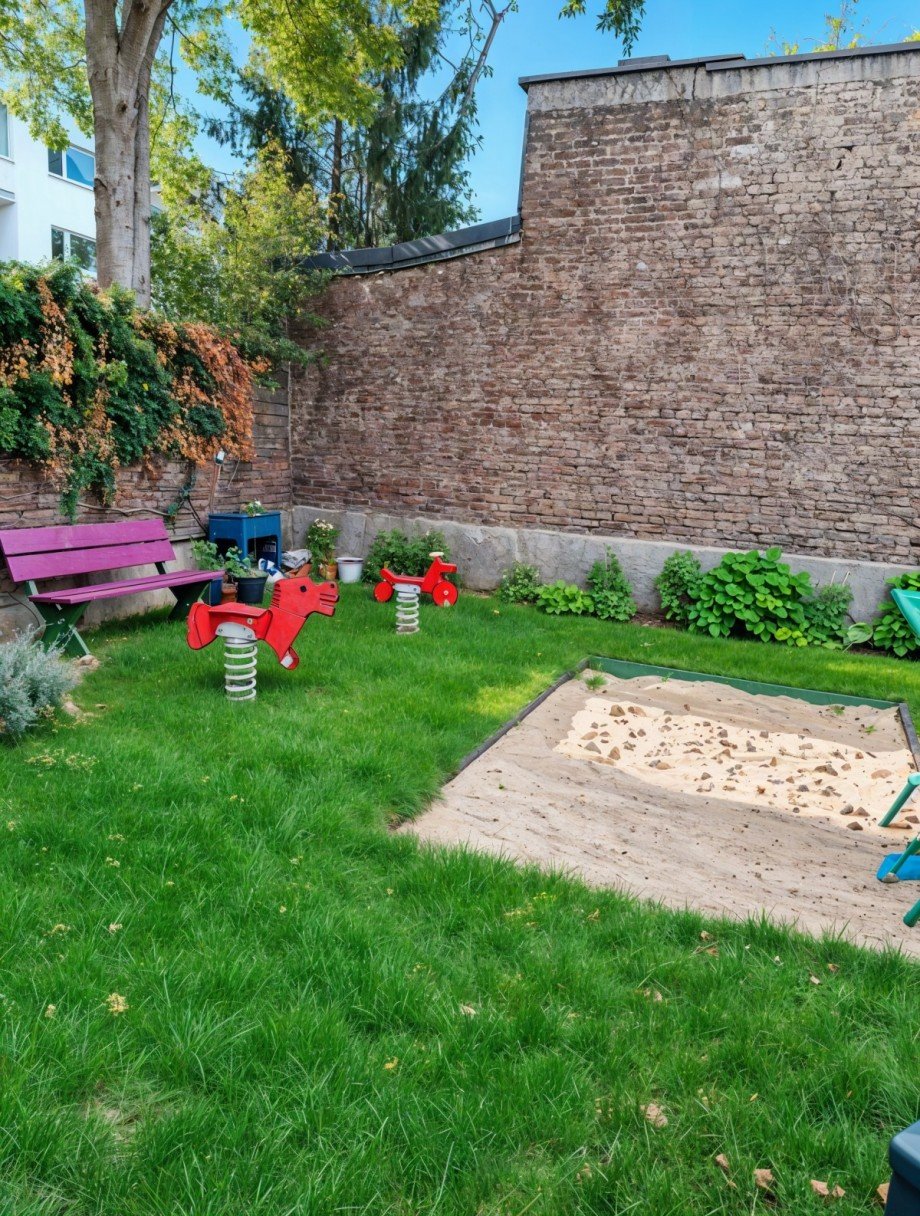 Spielplatz im Hof - (KI generiert) Etagenwohnung K�ln