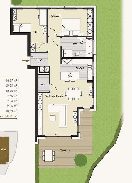WE 8 Plan Erdgeschosswohnung Aachen