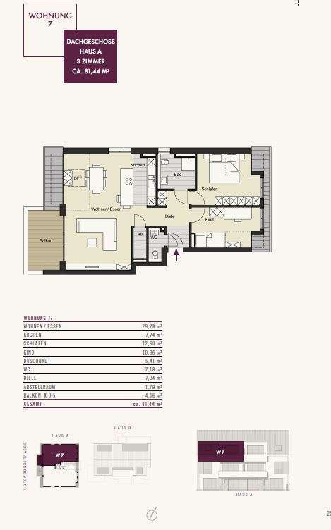 Fl�che WE 7 Dachgeschosswohnung Aachen